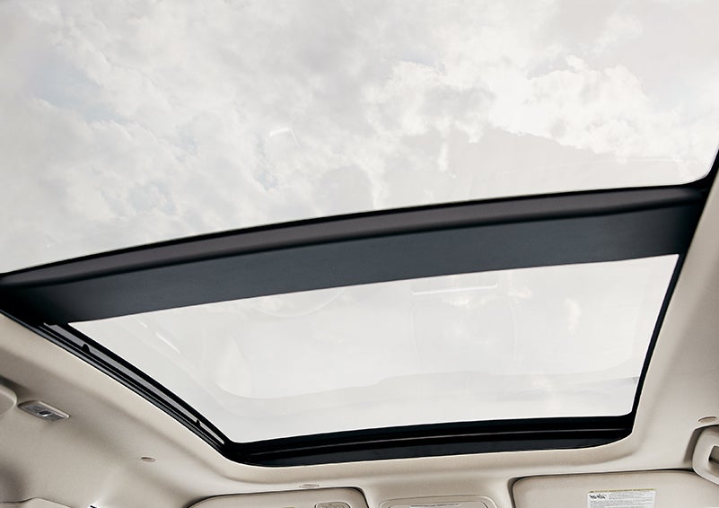 The available panoramic Vista Roof® is shown from inside a 2024 Lincoln Corsair® SUV. | Hooks Lincoln in Fort Worth TX