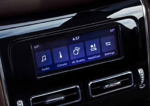 Driver controls like music, temperature, air quality, settings, and heat/cool seats are shown. | Hooks Lincoln in Fort Worth TX