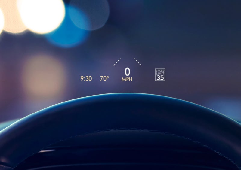 Useful driver information is being projected in front of the steering wheel on the windshield via the available head-up display. | Hooks Lincoln in Fort Worth TX