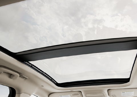 : The available panoramic Vista Roof® is shown from inside a 2026 Lincoln Corsair® SUV. | Hooks Lincoln in Fort Worth TX