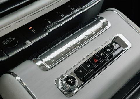 The piano key gear selector of a 2027 Lincoln Aviator® Back Label™ SUV. | Hooks Lincoln in Fort Worth TX